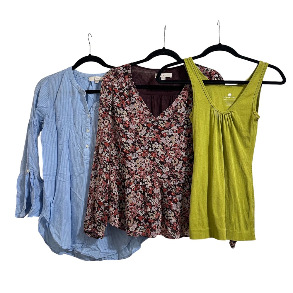 3pc Casual Workwear Tops Bundle Loft Banana Republic Blouse Tank Top S Floral
